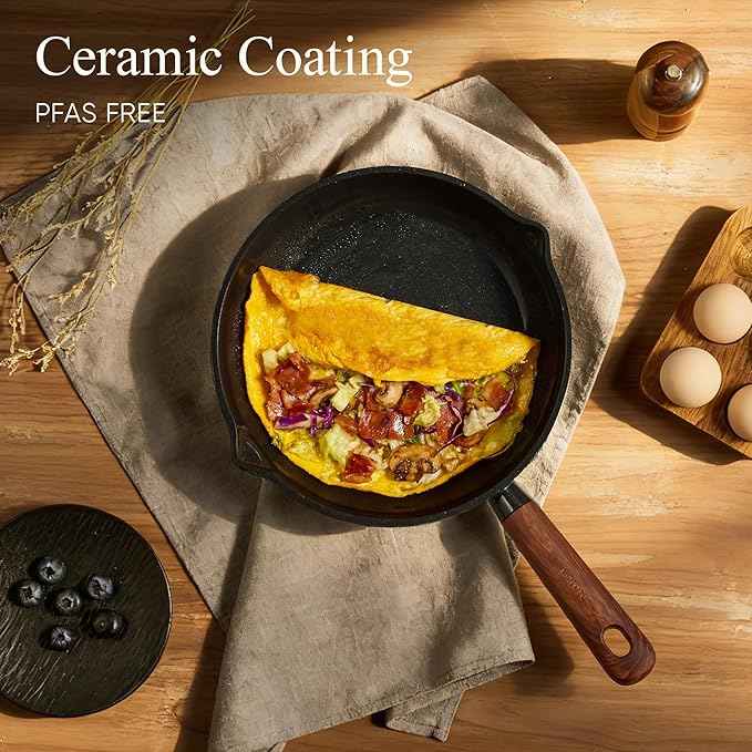 CAROTE ceramic cookware set,nonstick pots and pans，14PCS Non Toxic Healthy Non Stick Kitchen Cooking Pots and Frying Pans Set, PFAS PTFE Free