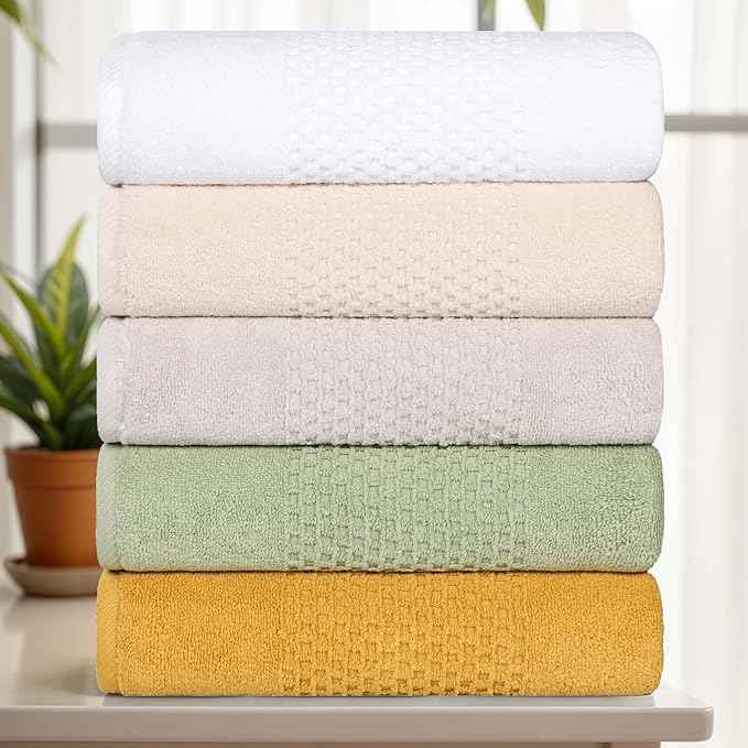 Superior Playa Zero Twist Cotton Medium Weight Small Towels, for Kitchen, Bathroom, Shower, Spa, Plush, Quick Dry, Ultra-Soft Essentials, Waffle Textured, Face Towels Washcloths, Set of 12, Gold