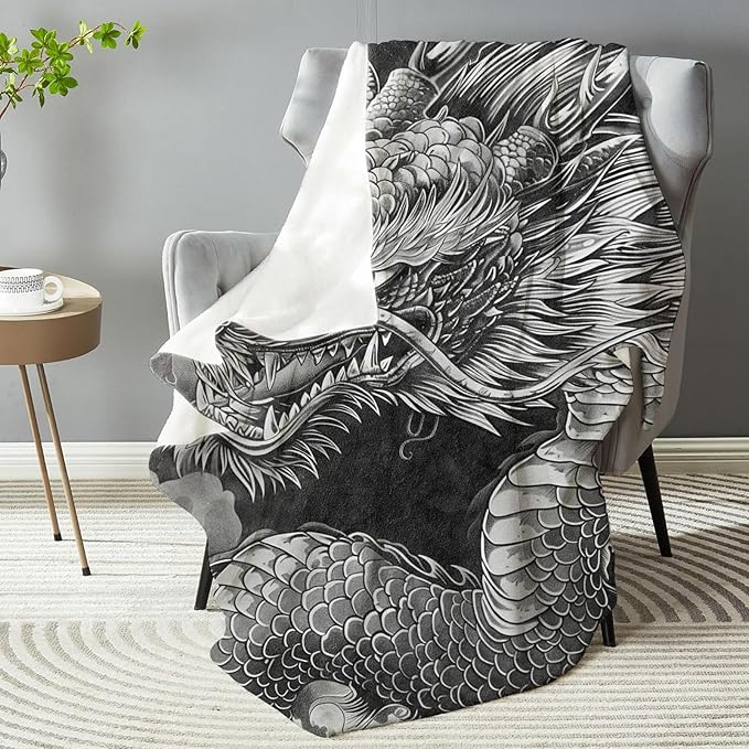 Majestic Dragon Plush Throw Blanket - Soft, Comfy, Lightweight, Warm, and Fuzzy - Ideal Gift for Men and Boys - Perfect for Couch, Bedroom, Travel, Bed - 50x40 inches