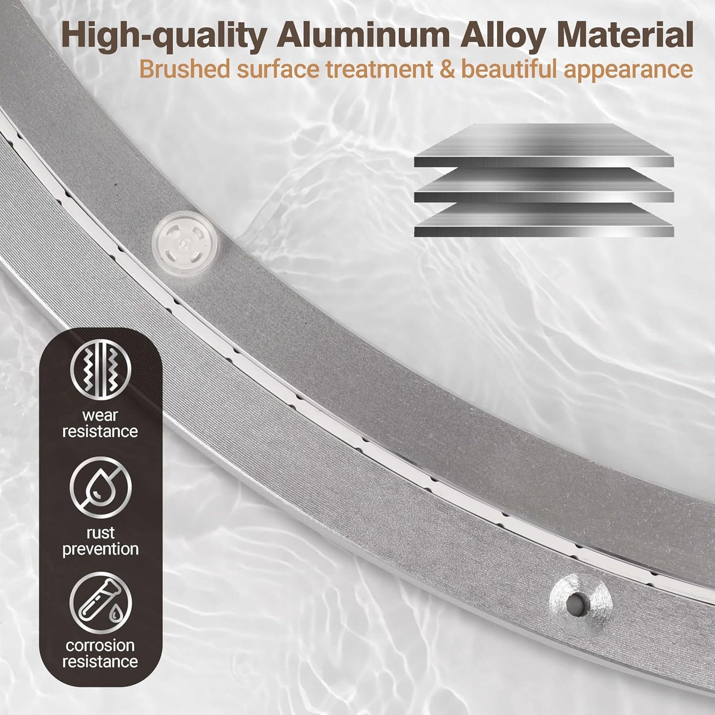 24 Inch Lazy Susan Aluminum Alloy Rotating Turntable Bearing, Non - Slip Mute Metal Bearing Swivel Plate Hardware for Dining and Workbench,880 Pounds Capacity