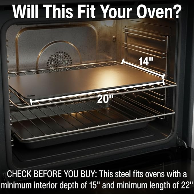 ThermiChef 14x20 Pizza Steel, 3/16" Thick, 13.7 lbs - Cooking Steel for Oven & Grill - Made in USA