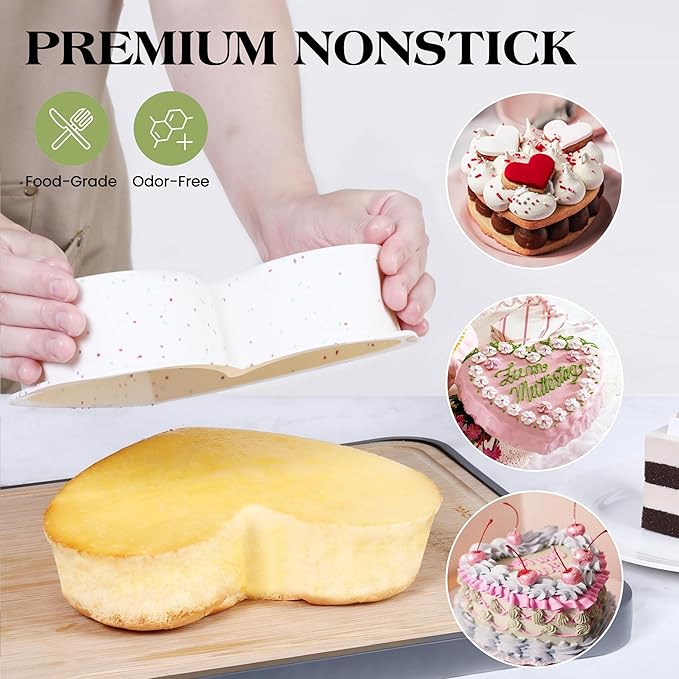 10 Inch Heart Shaped Cake Pans Silicone Large Nonstick Heart Cake Pan Set of 2, Food Grade Silicone Heart Molds for Baking, Easy to Clean Oven Air Fryer Freezer Safe（Cream, Confetti）