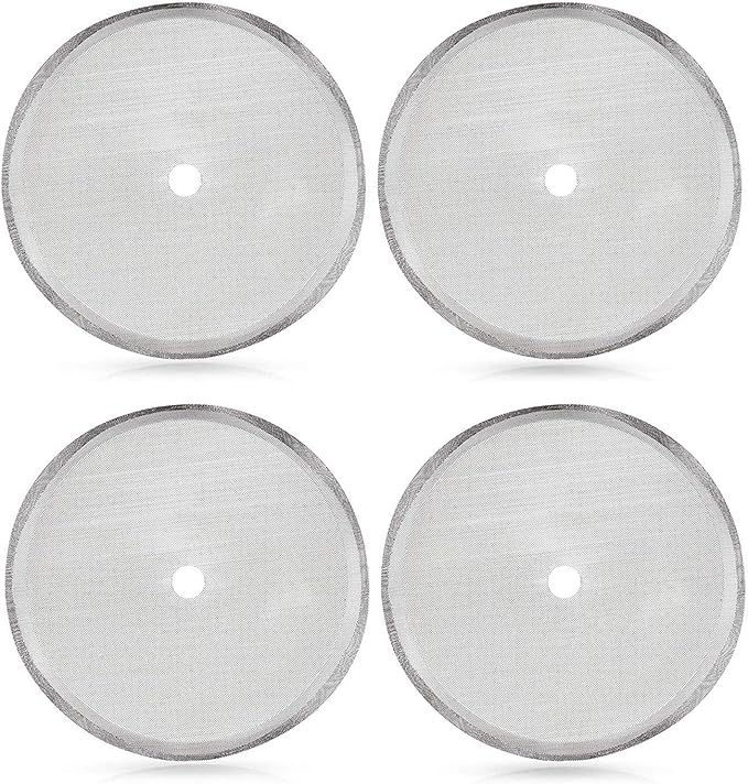Secura French Press Replacement Screens, Stainless Steel Reusable Mesh Filter for 34 Ounce, 1 Liter Coffee Press, 4 Pack