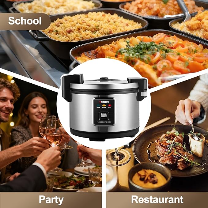 Commercial Rice Cooker, 10L/10.6QT Large Rice Cooker & Rice Warmer 50 CUPS Cooked Rice, Fast Cooking Electric Cooker with Auto Keep Warm, Non-stick Inner Pot for 10-20 People Use