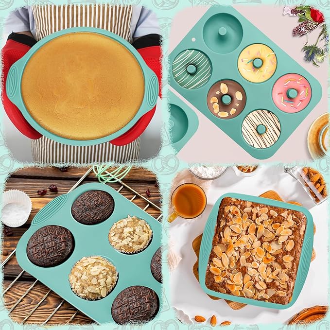 39 Pieces Silicone Bakeware Set, Nonstick Silicone Baking Pans Set With Baking Pan, Baking Sheet, Cake Pan, Donut Pan, Muffin Pan, Cake Molds, Measuring Cups