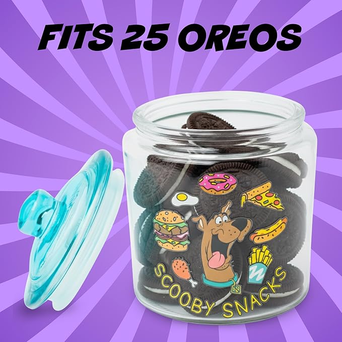 Silver Buffalo Scooby Doo Scooby Snacks Glass Cookie Snack Candy Jar with Lid (Small)