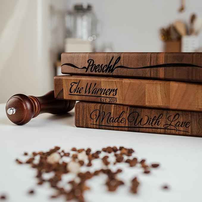 Handmade Personalized Walnut End Grain Cutting Board – Custom Engraved Wood Chopping Block, Perfect Gift for Home Chefs by GrainWoods (22x16x2 Inches)