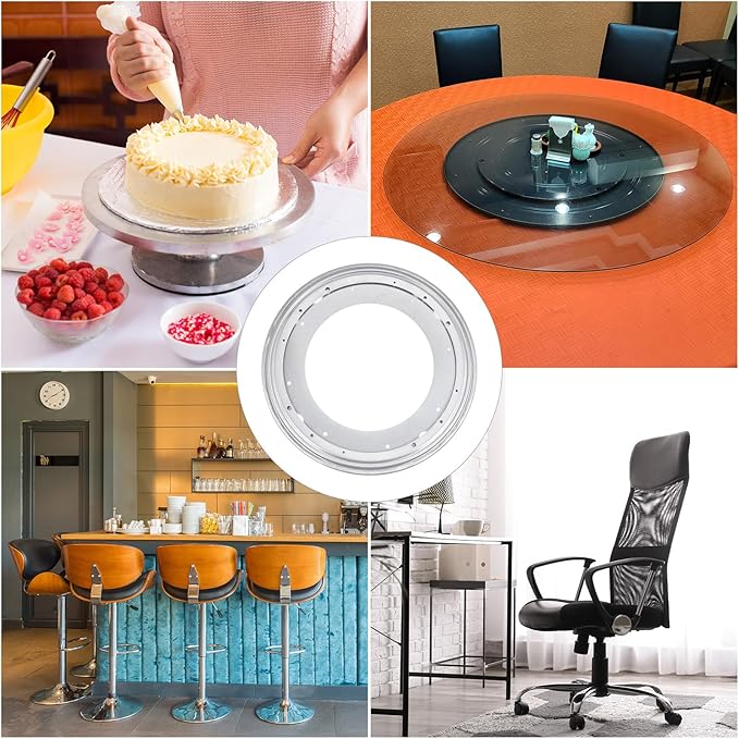 uxcell Lazy Susan Hardware, 1Pcs 14 Inch - Iron Round Ball Bearing Rotating Swivel Plate, Lazy Susan Turntable for DVD Tower, Bookshelf (Silver)