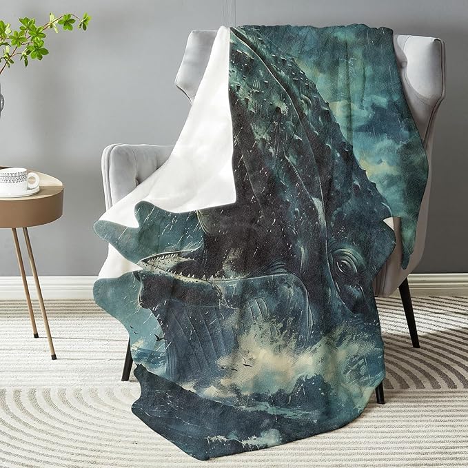 Majestic Whale Plush Throw Blanket - Soft, Comfy, Lightweight, Warm, and Fuzzy - Ideal Gift for Men and Boys - Perfect for Couch, Bedroom, Travel, Bed - 50x40 inches