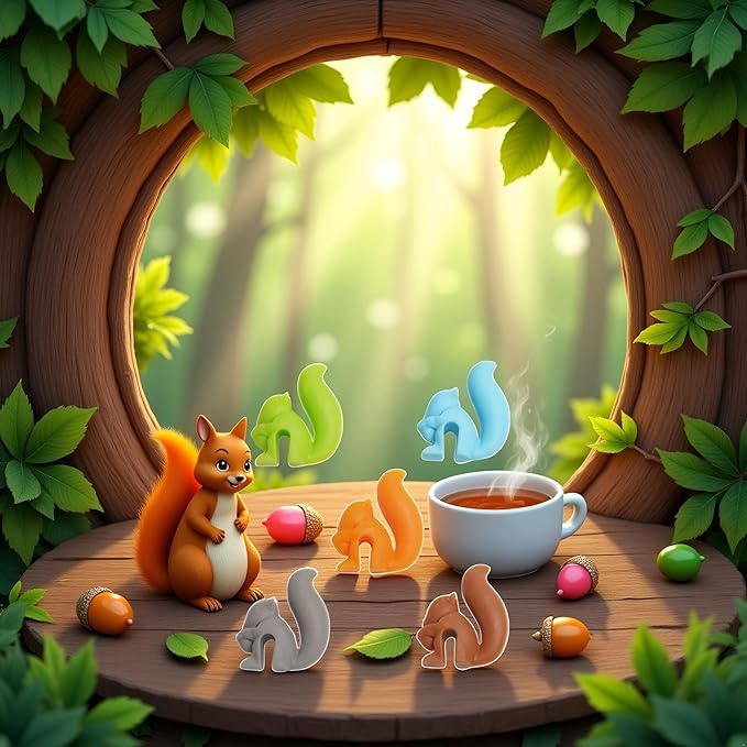 5 Pcs Colorful Cute Squirrel Shape Silicone Tea Bag Holder Cup,Squirrel Drink Markers, Tea Bag Holder for Cup Hanging Tool Mug Candy Colors Gift Set， Tea Accessories，Tea Bag Coasters