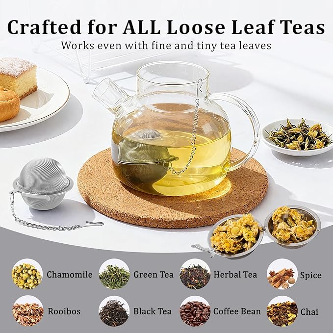 304 Stainless Steel Tea Strainers for Loose Tea Infuser Ball, Extra-Fine Mesh Tea Ball, Tea Holder Loose Leaf Tea Steeper, Tea Diffuser for Rooibos, Black Tea, Herbal & Spices (Small x 3)