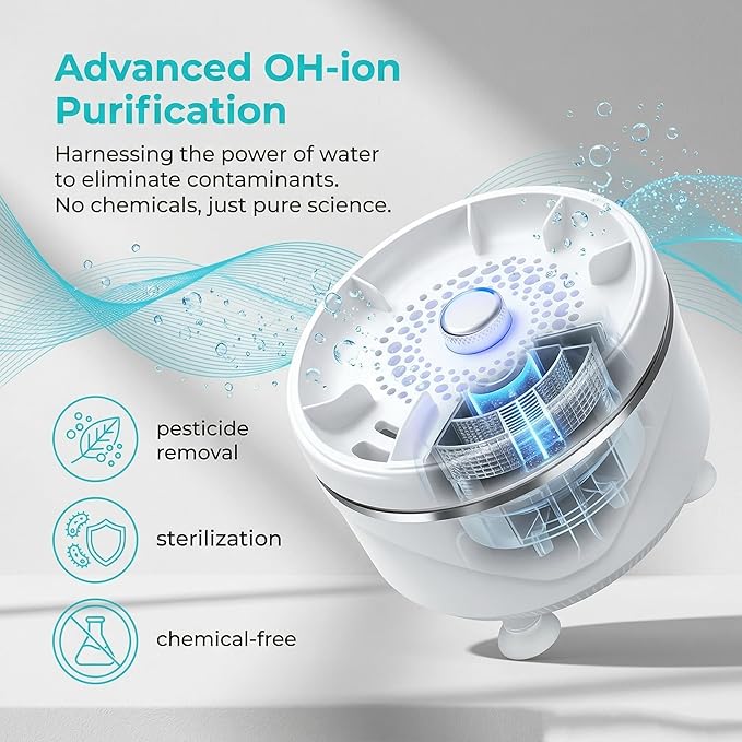 Fruit and Vegetable Washing Machine, Vegetable Purifier Titanium Electrolysis Fruit and Veggie Cleaning Machine, Fruit Cleaner Device for Home Kitchen Fruits, Vegetables, Meat and Tableware (1 Pcs)