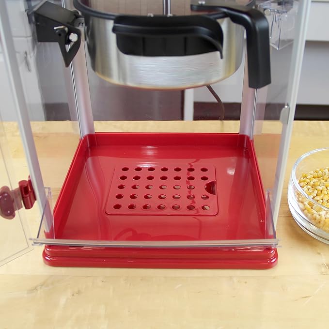 West Bend Stir Crazy Movie Theater Popcorn Popper, Gourmet Popcorn Maker Machine with Nonstick Popcorn Kettle, Measuring Tool and Popcorn Scoop for Popcorn Machine, 4-Qt., Red
