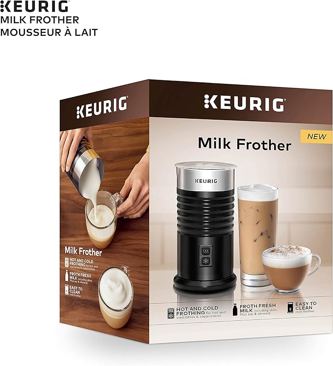 Keurig Milk Frother For Lattes And Cappuccinos, Features Hot And Cold Function, Black