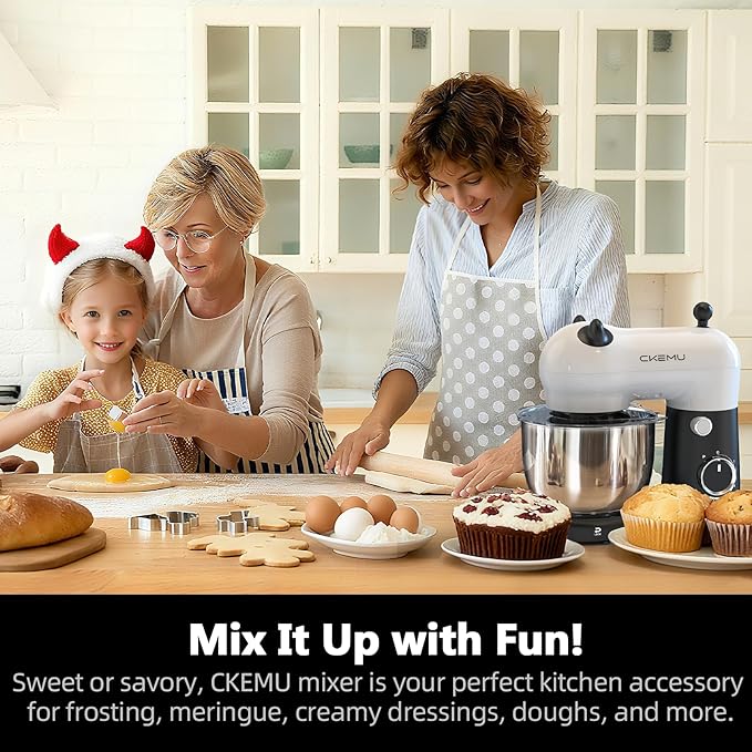 Stand Mixer, Compact & Space-Saving, Stainless Steel Bowl, Unique & Playful Design, Effcient Motor, Dishwasher-Safe Attachments, SM-2549A (Panda)