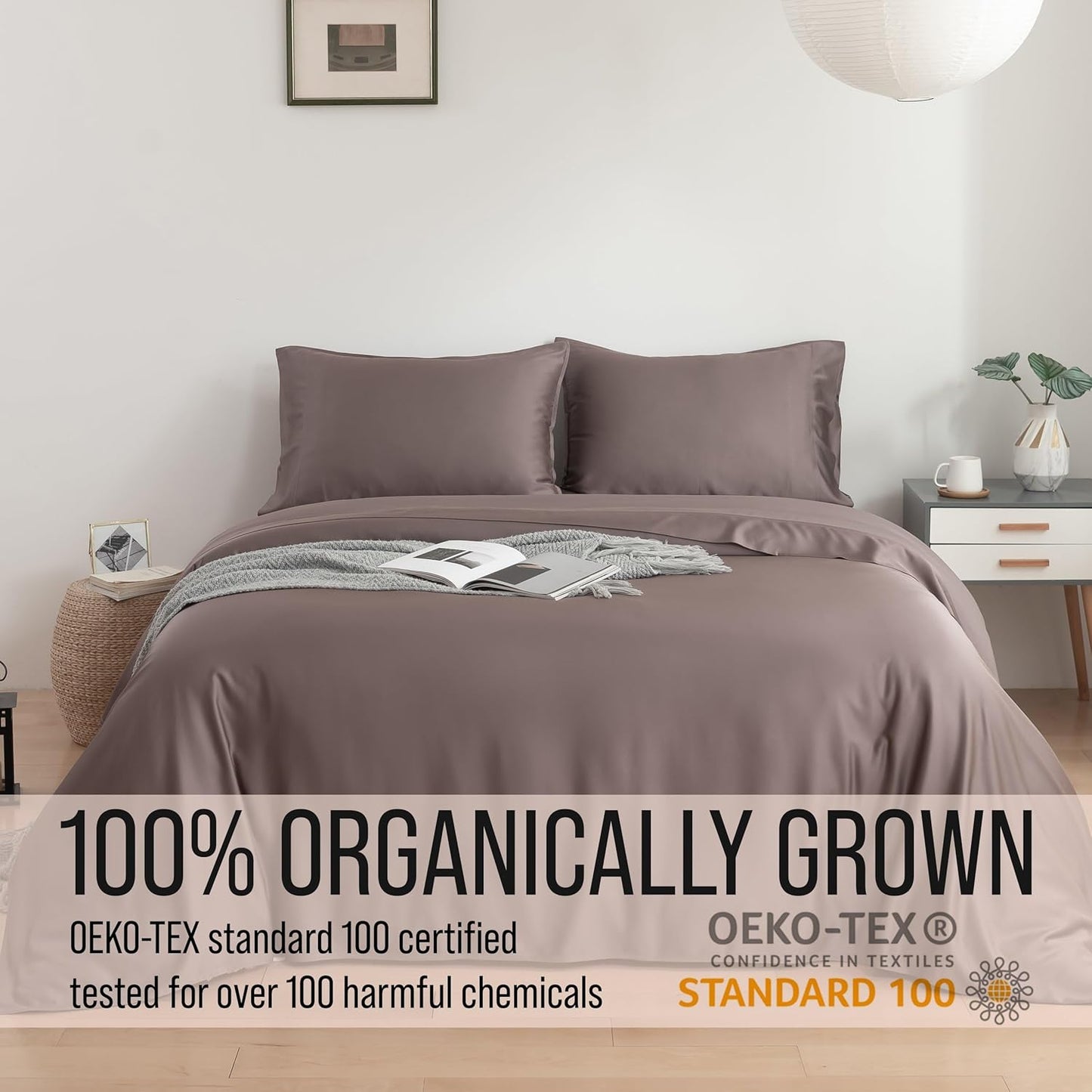 Bella Coterie Luxury Bamboo Viscose Split Top King Size Sheet Set | 100% Organically Grown | Ultra Soft | 34" Split | Cooling for Hot Sleepers | 18" Deep Pocket [Mocha]