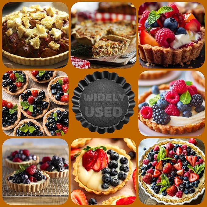 12 Pack Mini Tart Pans, 4.72 Inch Tart Pan with Removable Bottom, Mini Tart Pans for Baking Nonstick Quiche Pan Heavy Duty Fluted Side for Pies Mousse Cakes Dessert