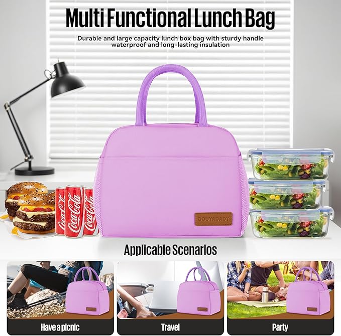 douyadady Lunch Bag Women/Men Lunch Box Women/Men (purple)