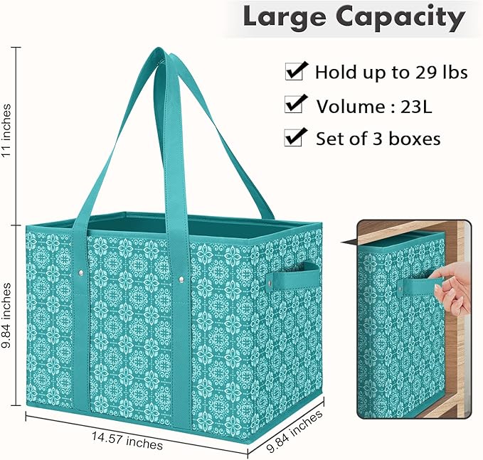 WISELIFE Reusable Grocery Bags [4 Pack],Large Grocery Tote Bag Water Resistant Shopping Bags Foldable Grocery Bag for Clothes,Shoes and Picnic,Green