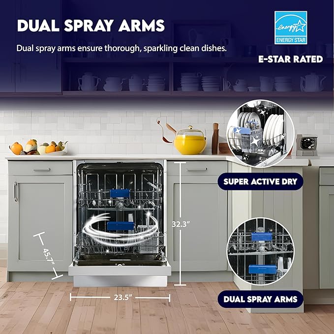 Equator24" Built in Dishwasher 14 Place Setting Wine Rack 8 Wash FAST 50 Delay1/2Load 110V E-Star ADA in Black