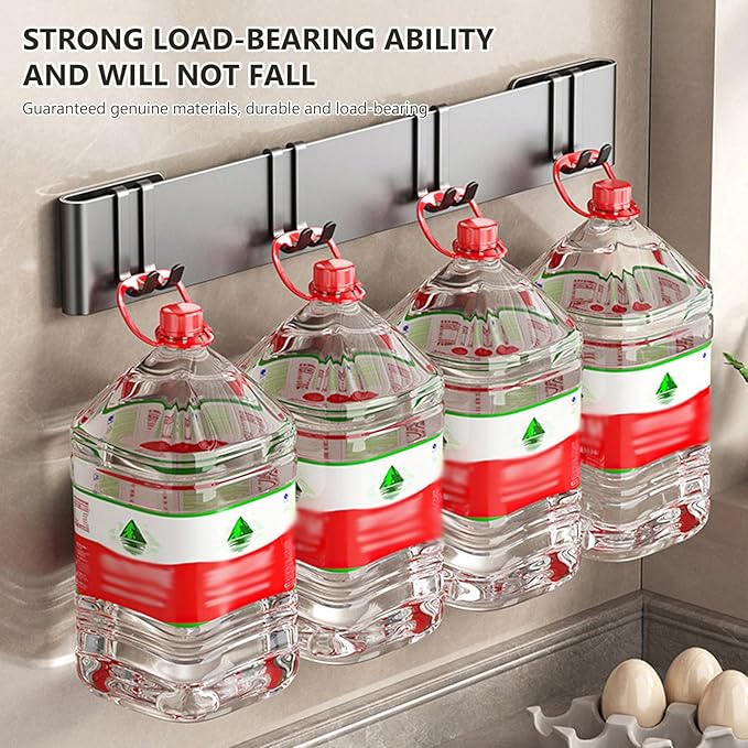 Kitchen Utensil Hanger: Wall Mount Holder Hanging Rack,7 Hooks Utensil Racks,No Drilling for Kitchen,Pantry,Bathroom,Livingroom 15.75 Inch (Dark Gray)