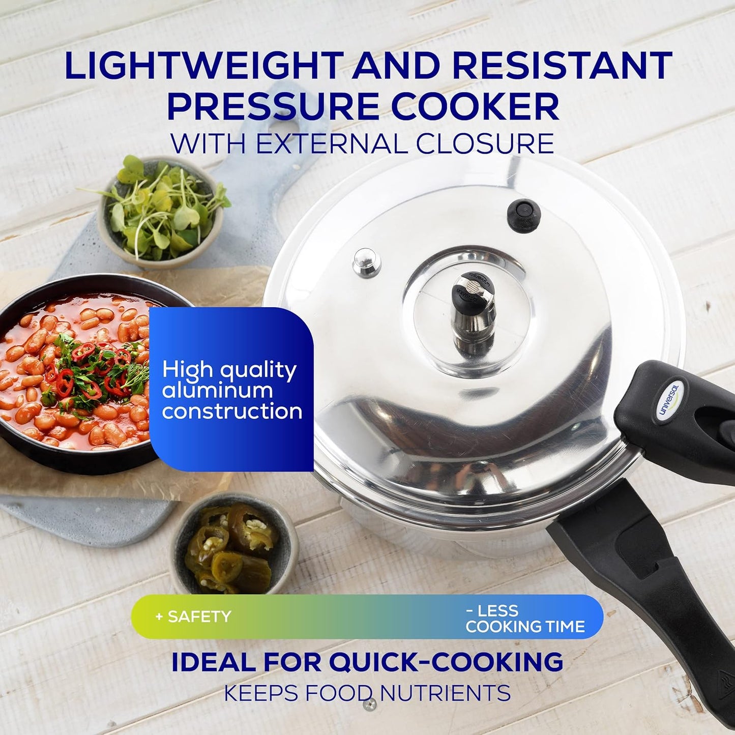 Universal (3.7 Quart / 3.5 Liter) Small Anti-Rust Ultra Pressure Cooker, Aluminum Pressure Cooker for 4 Servings, Even Heat Distribution, Diameter 9.4 inches, Height 7 inches
