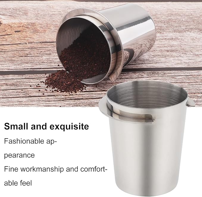 Coffee Dosing Cup 54mm, Espresso Coffee Dosing Cup, Stainless Steel Dosing Cup Compatible with All 58mm Portafilter,Coffee Powder Cup, Coffee Powder Feeder (1, Silver, 54mm)