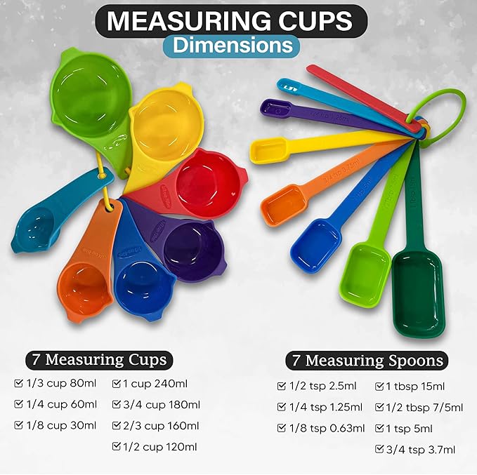 Measuring Cups and Spoons Set of 9, Utensils for Dry and Liquid Ingredients, Copper Kitchen Accessories, Rose Copper Decor for Home, Stackable, Sturdy Stainless Steel (Multicolored)