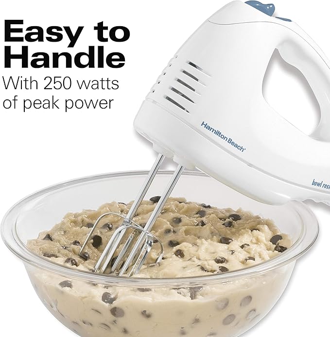 Hamilton Beach Electric Knife, White & 6-Speed Electric Hand Mixer with Whisk, Traditional Beaters, Snap-On Storage Case, White