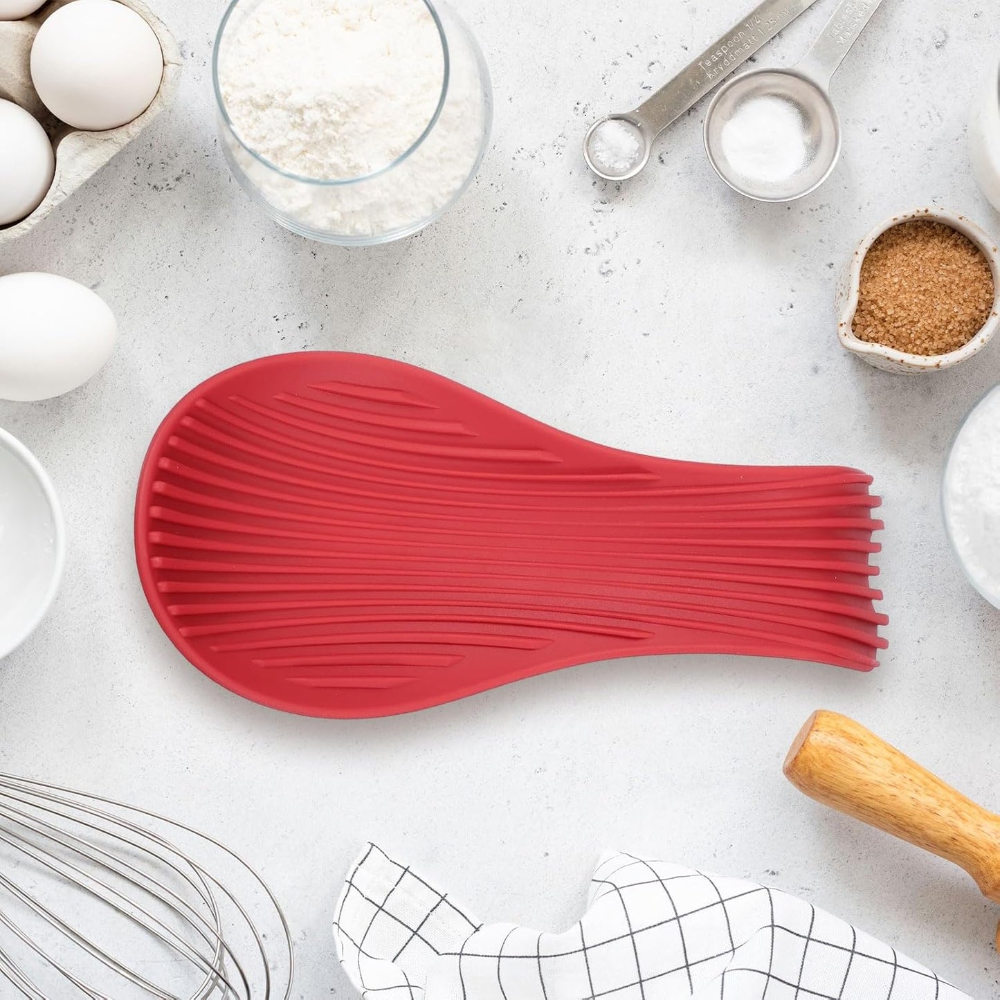 uxcell 1 Set Silicone Spoon Rest for Stove Top, Silicone Spoon Holder for Cooking Spatula, Ladle, Brush Black/Pink