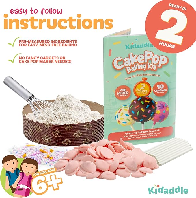 Kidaddle DIY Cake Pop Kit – Unicorn | Baking Kit with Premeasured Ingredients, Decorating Supplies | Made in USA | Certified Kosher | Christmas Gift