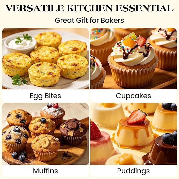 2 Pcs Mini Muffin Pans with Metal Reinforced Frame, 24 Cups Nonstick Silicone Cupcake Tray for Baking, Food Grade Small Muffin Molds with Handles (Cream)