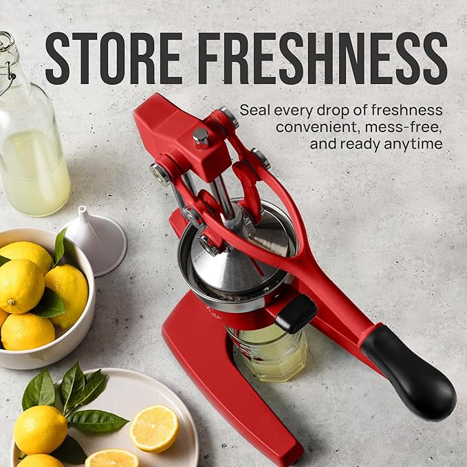Zulay Kitchen Cast Iron Juicer - Heavy Duty Manual Juicer with Detachable Strainers for Easy Cleaning, Orange Juice Press for Citrus Fruits, Perfect for Bartenders, Juice Lovers & Health Enthusiasts