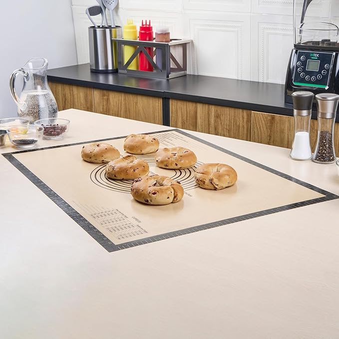 Restaurantware Baking Mat Pack of 1 Non-Stick 23.6"x31.5" Silicone Extra Large Baking Mat, Rectangle Reusable Durable Anti-Slip Sheet with Measurement Markings for Kneading Rolling Shaping Dough