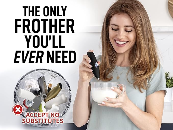 Zulay Kitchen Powerful Milk Frother Handheld Foam Maker for Lattes - Whisk Drink Mixer for Coffee, Mini Foamer for Cappuccino, Frappe, Matcha, Hot Chocolate - Unicorn Black