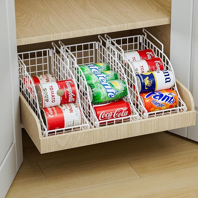 Sonyabecca 3-Pack Soda Can Organizer for Pantry, Stackable Can Storage Organizer Pantry, Canned Food Storage Basket With Handles for Pantry Kitchen Countertop Cabinet Patent Pending