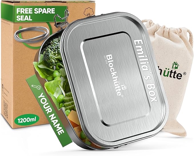 Blockhütte Personalized Bento Box for kids I 40oz I Stainless Steel Lunch Box Custom Name I Metal Lunch Box for kids I Non-Toxic, Eco-Friendly, Leakproof Lunch Container Adults I Personalized Gifts