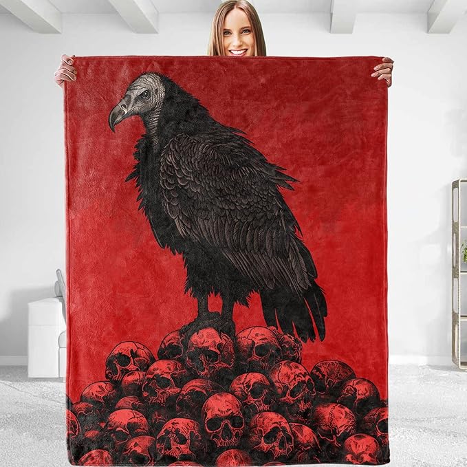Funny Vulture Skull Plush Throw Blanket - Soft, Comfy, Lightweight, Warm, and Fuzzy - Ideal Gift for Men and Boys - Perfect for Couch, Bedroom, Travel, Bed - 50x40 inches