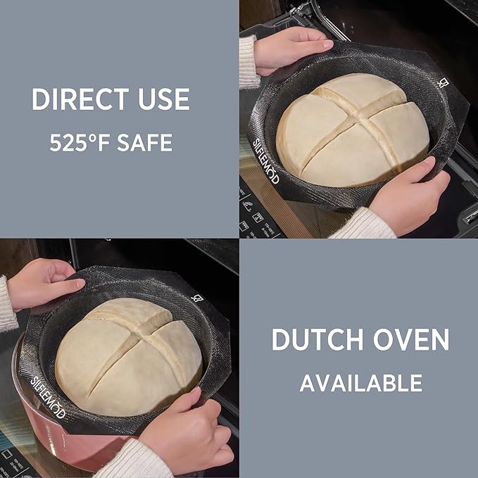 Silicone Peforated Sourdough Bread Baking Mold - Perfect Round Silicone Bread Sling for Dutch Oven - Cast Iron Pot Liner for Bread Baking