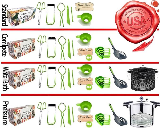 Supa Ant Canning Supplies - Water Bath Canning Pot with Rack & Lid - Starter Kits Set for Beginners - Stainless Steel Water Bath Canner Kit & Rack - Rack, XL Ladle, Measuring Cups, Kitchen Funnel