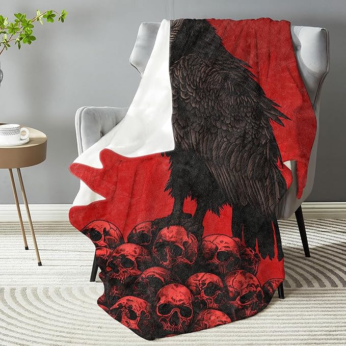Funny Vulture Skull Plush Throw Blanket - Soft, Comfy, Lightweight, Warm, and Fuzzy - Ideal Gift for Men and Boys - Perfect for Couch, Bedroom, Travel, Bed - 50x40 inches