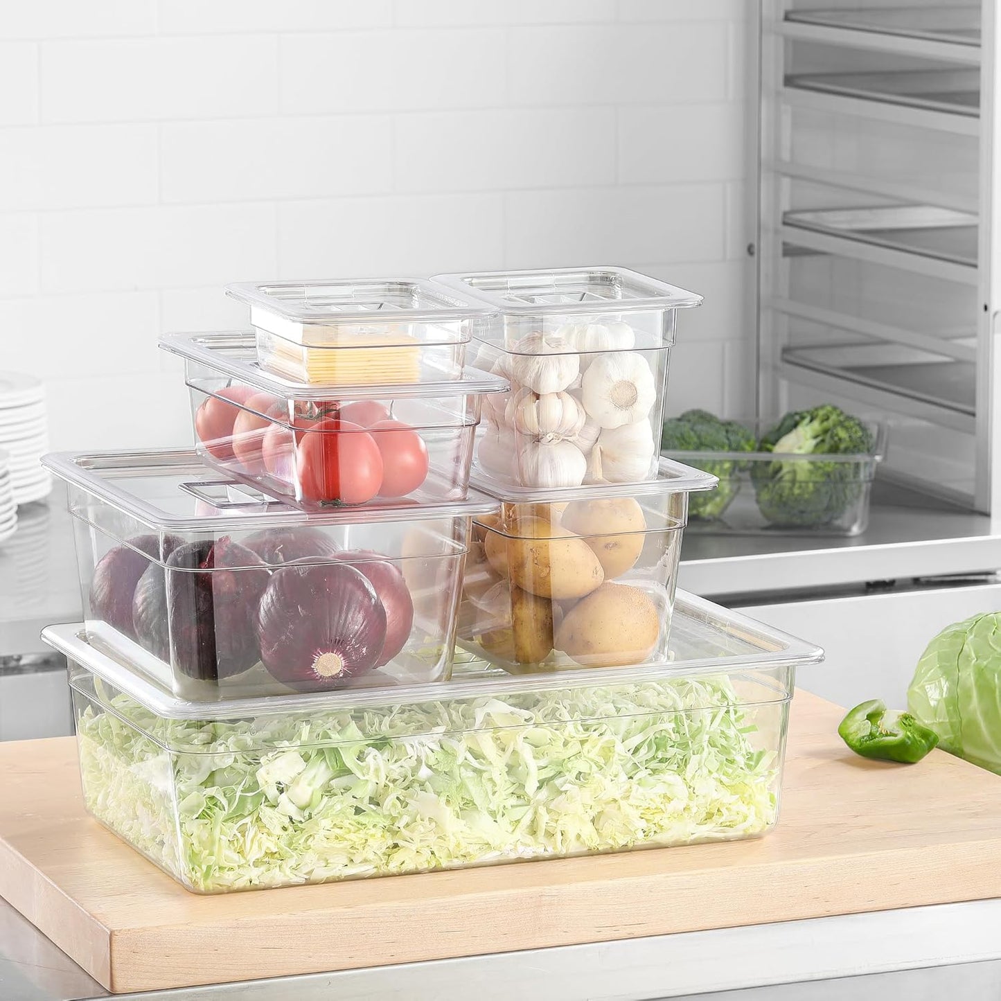 6 PCS Food Pan Lids 1/6 Size Polycarbonate Clear Pan Lids with Handle Food Storagge Container Cover for Commercial Restaurant Hotel Dishwasher Safety