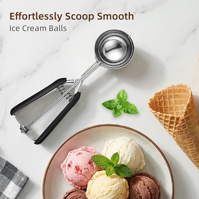 Extra Large Ice Cream Scoop 70MM, Trigger Release Stainless Steel Cookie Scoop, Portion Scoop 3.7 oz/105ml, Commercial Food Disher, for Portion Control, Cookie Dough, Cupcake Batter (7 Tablespoon)