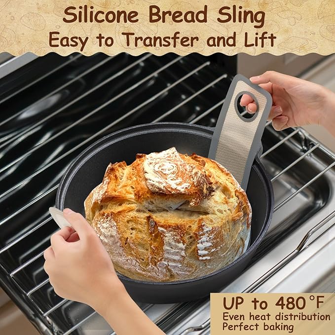 Angadona Sourdough Starter Kit, Sourdough Bread Baking Supplies, 40oz Sourdough Starter Jar, 9" Round & 10" Oval Silicone Bread Proofing Baskets Set, Bread baking tools,Silicone bread Sling