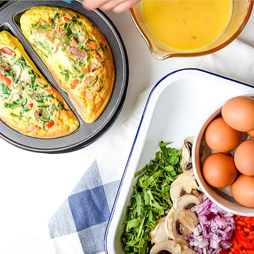 Holstein Housewares Stainless Steel 2 Section Omelet & Frittata Maker, Non Stick Coating, Easy To Clean, Indicator Lights, Compact Storage, Prepare Versatile Recipes in Minutes. 2 Portions, Yellow