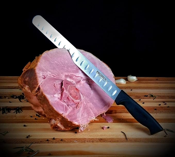 Ergo Chef Prodigy Series 12-Inch Razor-Sharp Meat Slicing Knife – High-Carbon Stainless Steel Blade, Non-Slip Ergonomic Handle for Brisket, Turkey, Ham, and Prime Rib Cutting
