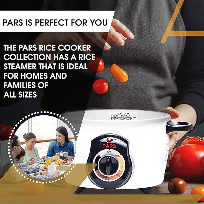 Pars Automatic Persian Rice Cooker - Tahdig Rice Maker Perfect Rice Crust, 5 Cup