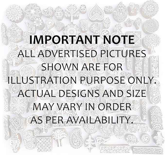 Royal Kraft Assorted Wooden Block Printing Stamps (Set of 250)