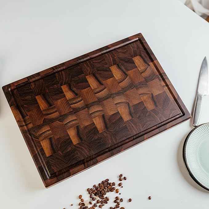 Handmade Personalized Walnut End Grain Cutting Board – Custom Engraved Wood Chopping Block, Perfect Gift for Home Chefs by GrainWoods (14x9x2 Inches)