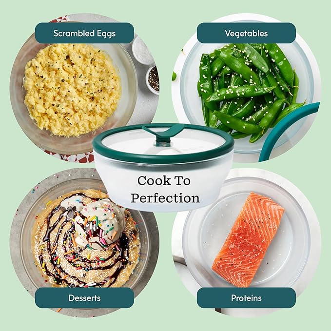 Anyday 2-Pack (2-Cup) Glass Microwave Egg Cooker - BPA Free & Plastic Free Microwave Egg Poacher - Meal Prep & Cookware | Stackable Airtight Nontoxic Storage Container with Vented Lid (Frosted)